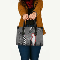 New Zealand ANZAC Day Leather Bag 25th April Silver Fern With Poppy - Polynesian Pride