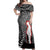 New Zealand ANZAC Day Off Shoulder Maxi Dress 25th April Silver Fern With Poppy