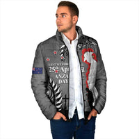 New Zealand ANZAC Day Padded Jacket 25th April Silver Fern With Poppy - Polynesian Pride