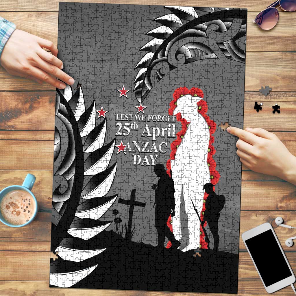 New Zealand ANZAC Day Puzzle 25th April Silver Fern With Poppy - Polynesian Pride
