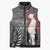 New Zealand ANZAC Day Sleeveless Puffer Jacket 25th April Silver Fern With Poppy - Polynesian Pride