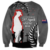 New Zealand ANZAC Day Sweatshirt 25th April Silver Fern With Poppy LT14 - Polynesian Pride