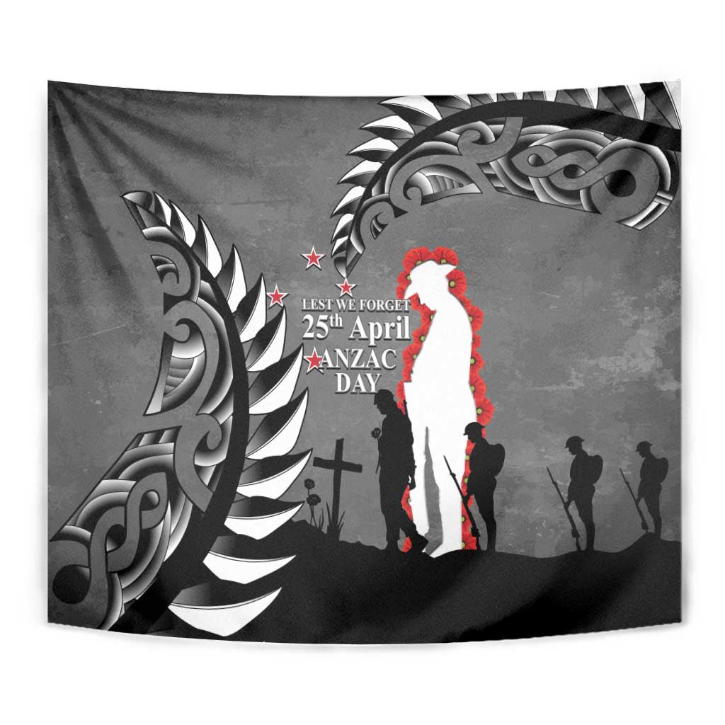 New Zealand ANZAC Day Tapestry 25th April Silver Fern With Poppy