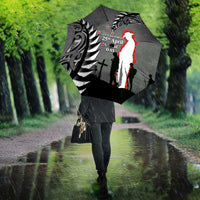 New Zealand ANZAC Day Umbrella 25th April Silver Fern With Poppy - Polynesian Pride