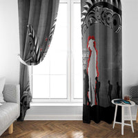 New Zealand ANZAC Day Window Curtain 25th April Silver Fern With Poppy LT14 - Polynesian Pride