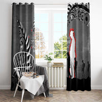 New Zealand ANZAC Day Window Curtain 25th April Silver Fern With Poppy LT14 - Polynesian Pride