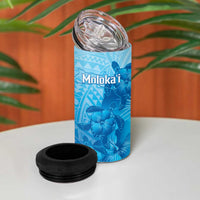 Aloha Hawaii Molokai Island 4 in 1 Can Cooler Tumbler Hibiscus Tribal Honu Hawaiian Tattoo