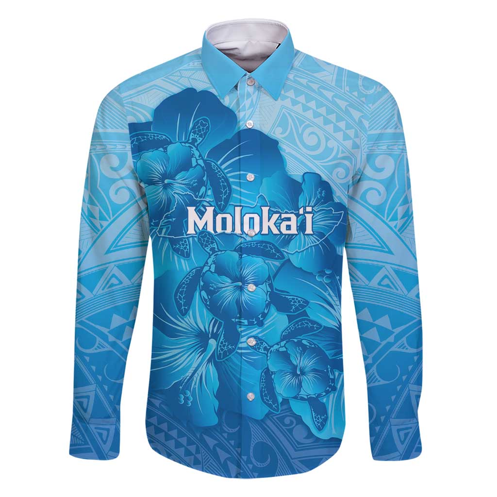Aloha Hawaii Molokai Island Family Matching Long Sleeve Bodycon Dress and Hawaiian Shirt Hibiscus Tribal Honu Hawaiian Tattoo