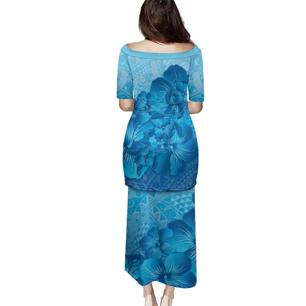 Aloha Hawaii Molokai Island Family Matching Puletasi and Hawaiian Shirt Hibiscus Tribal Honu Hawaiian Tattoo