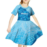 Aloha Hawaii Molokai Island Kid Short Sleeve Dress Hibiscus Tribal Honu Hawaiian Tattoo
