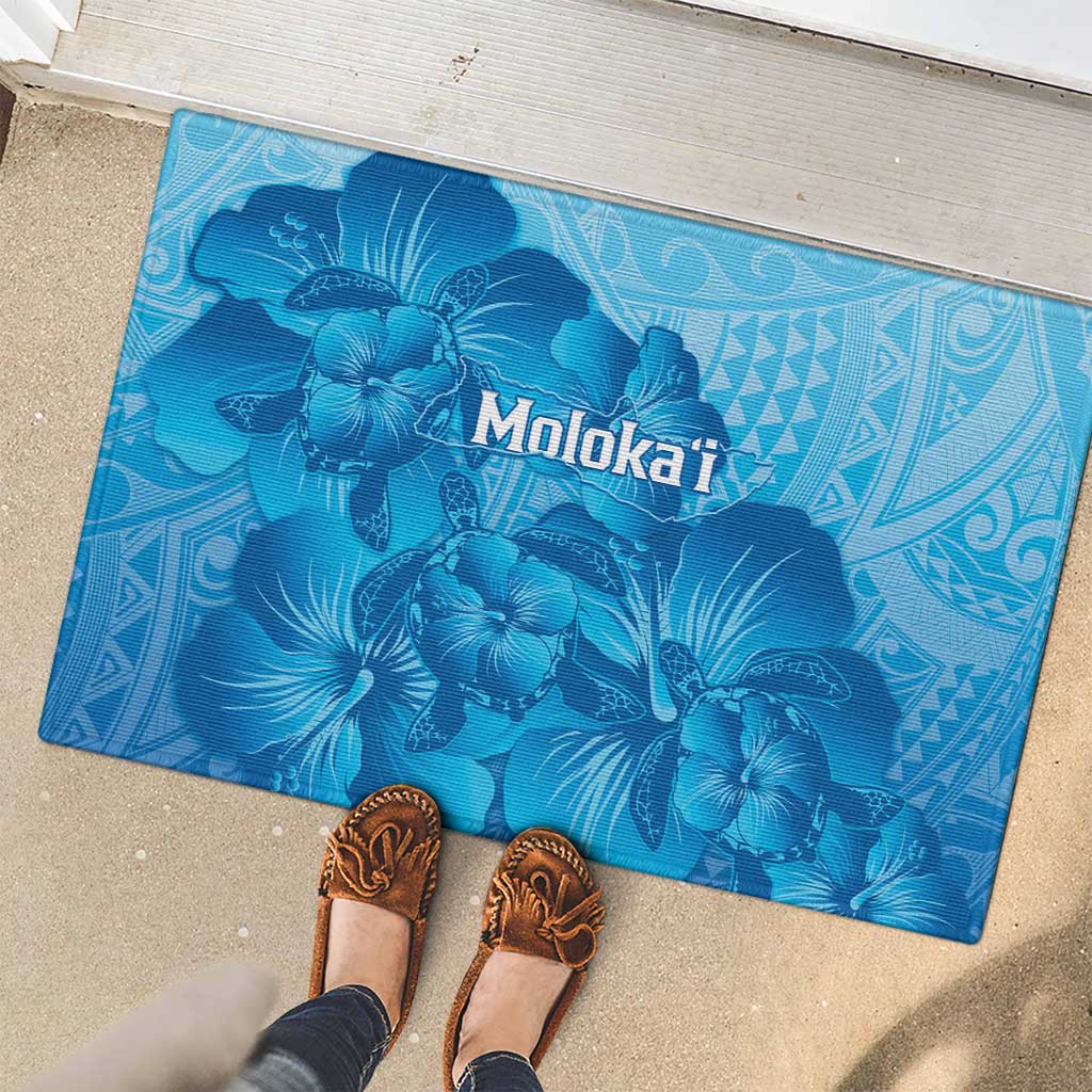 Aloha Hawaii Molokai Island Rubber Doormat Hibiscus Tribal Honu Hawaiian Tattoo