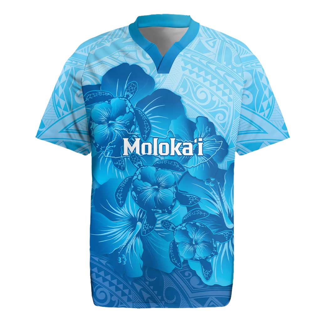 Aloha Hawaii Molokai Island Rugby Jersey Hibiscus Tribal Honu Hawaiian Tattoo