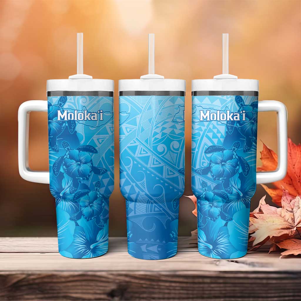 Aloha Hawaii Molokai Island Tumbler With Handle Hibiscus Tribal Honu Hawaiian Tattoo