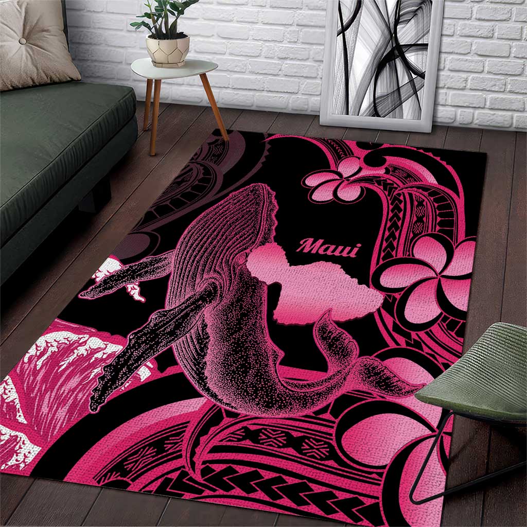 Aloha Hawaii Maui Area Rug Valley Isle Humpback Whale Black