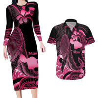 Aloha Hawaii Maui Couples Matching Long Sleeve Bodycon Dress and Hawaiian Shirt Valley Isle Humpback Whale Black LT14 Black - Polynesian Pride