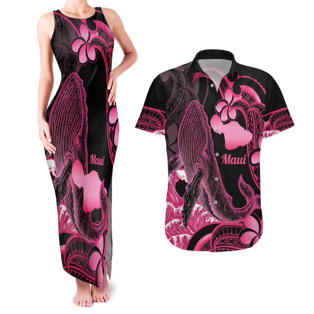 Aloha Hawaii Maui Couples Matching Tank Maxi Dress and Hawaiian Shirt Valley Isle Humpback Whale Black LT14 Black - Polynesian Pride
