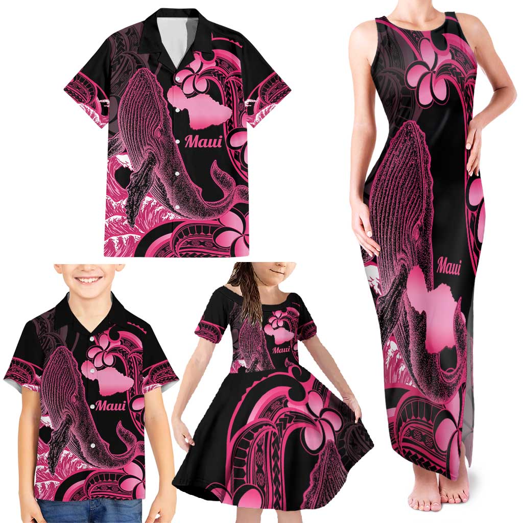 Aloha Hawaii Maui Family Matching Tank Maxi Dress and Hawaiian Shirt Valley Isle Humpback Whale Black