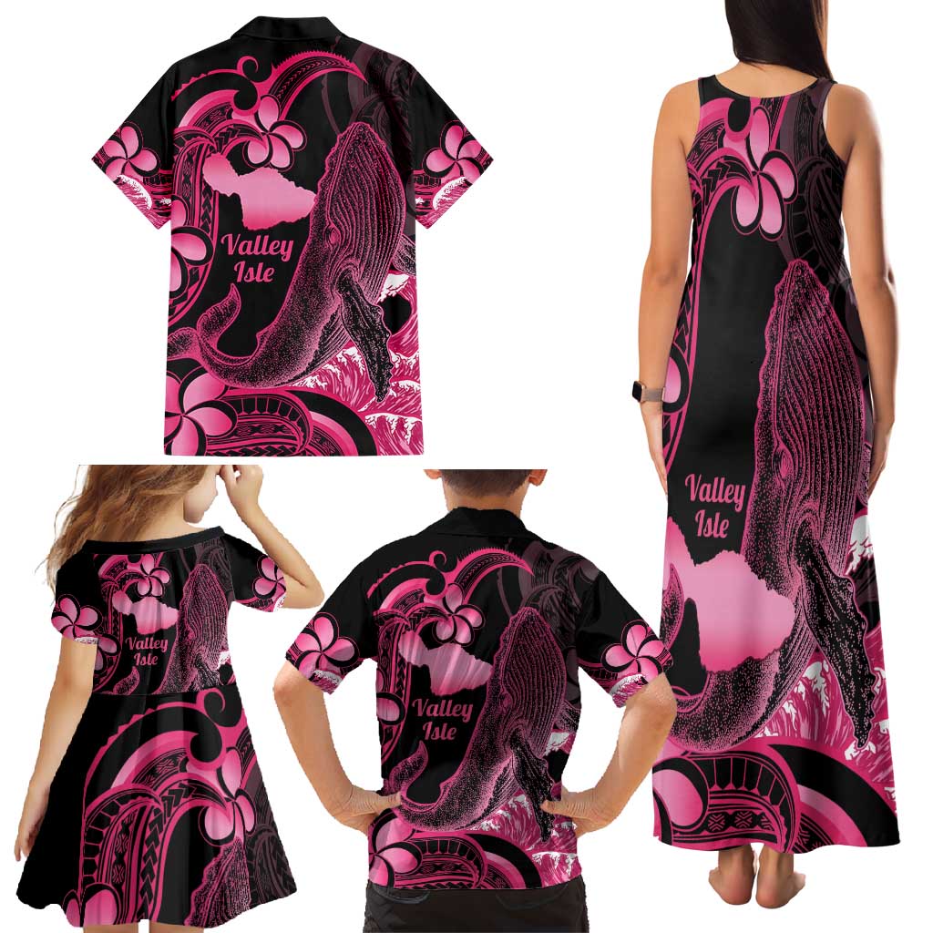 Aloha Hawaii Maui Family Matching Tank Maxi Dress and Hawaiian Shirt Valley Isle Humpback Whale Black