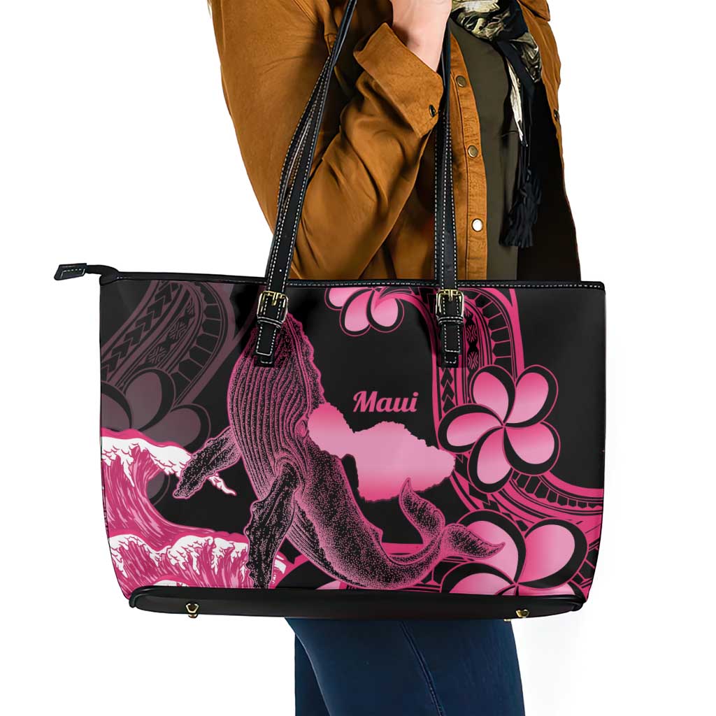 Aloha Hawaii Maui Leather Tote Bag Valley Isle Humpback Whale Black LT14 - Polynesian Pride