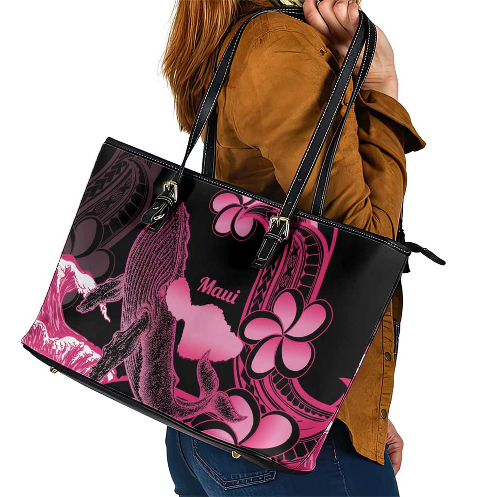 Aloha Hawaii Maui Leather Tote Bag Valley Isle Humpback Whale Black LT14 - Polynesian Pride