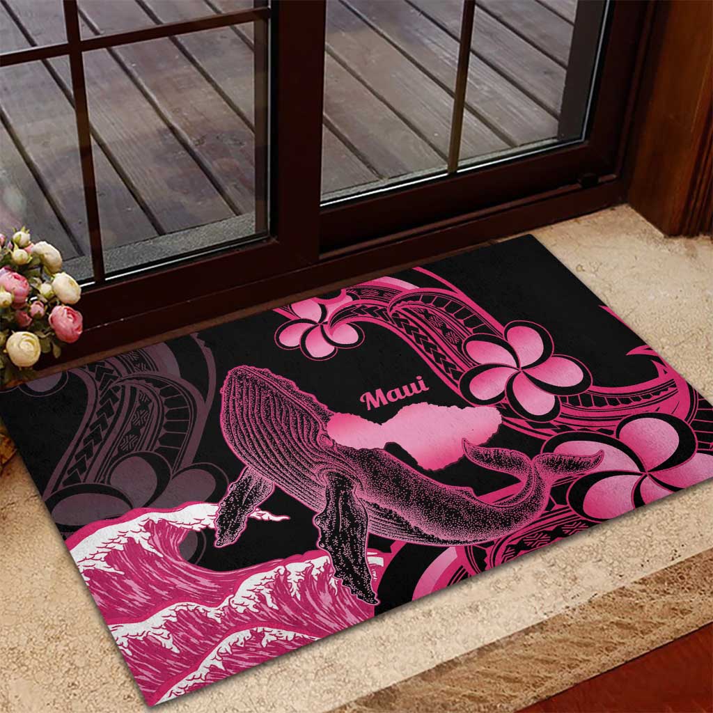 Aloha Hawaii Maui Rubber Doormat Valley Isle Humpback Whale Black LT14 - Polynesian Pride