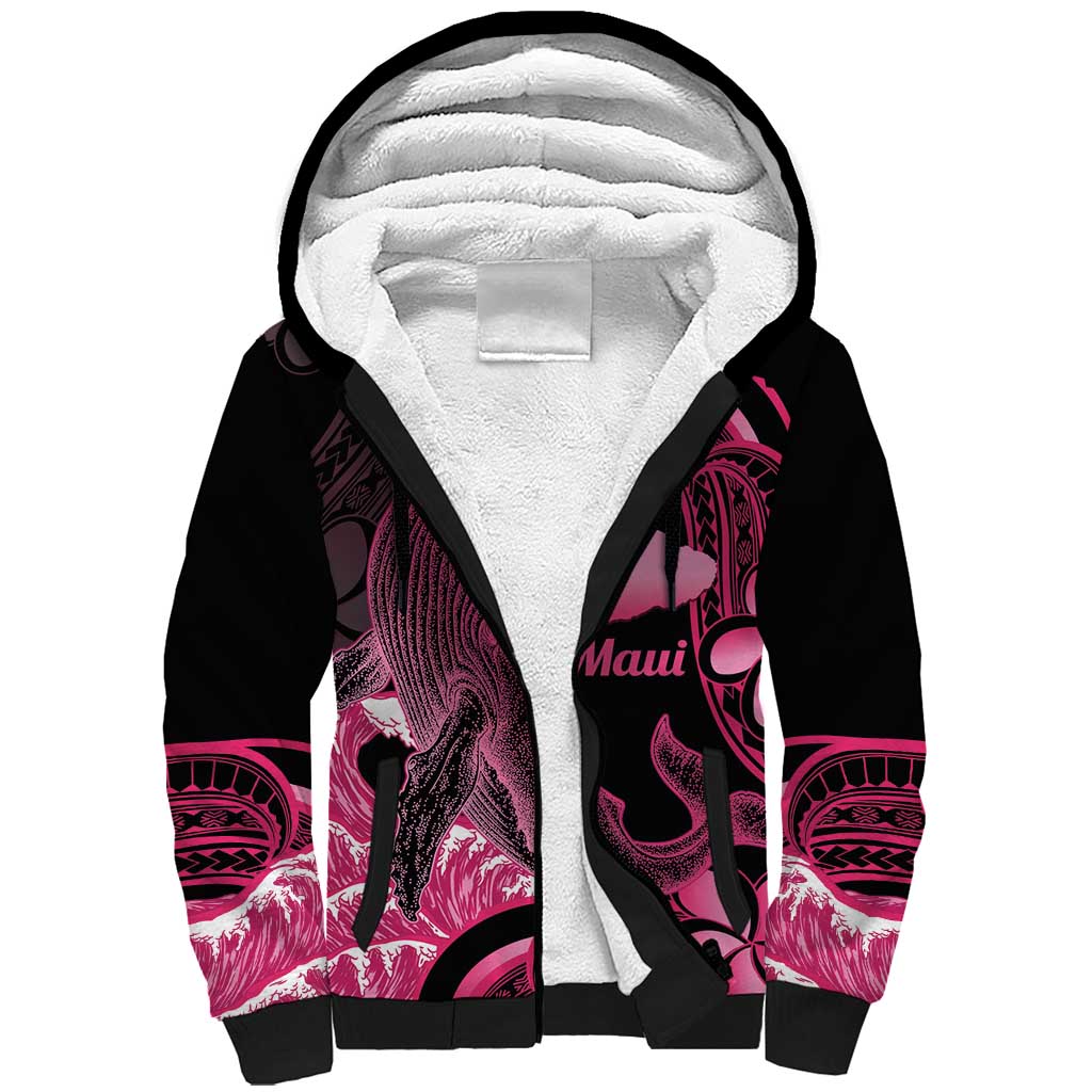 Aloha Hawaii Maui Sherpa Hoodie Valley Isle Humpback Whale Black LT14 Unisex Black - Polynesian Pride