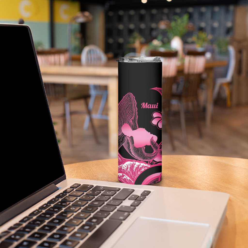 Aloha Hawaii Maui Skinny Tumbler Valley Isle Humpback Whale Black