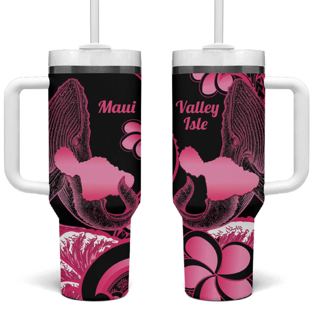 Aloha Hawaii Maui Tumbler With Handle Valley Isle Humpback Whale Black LT14 One Size: 40 oz Black - Polynesian Pride