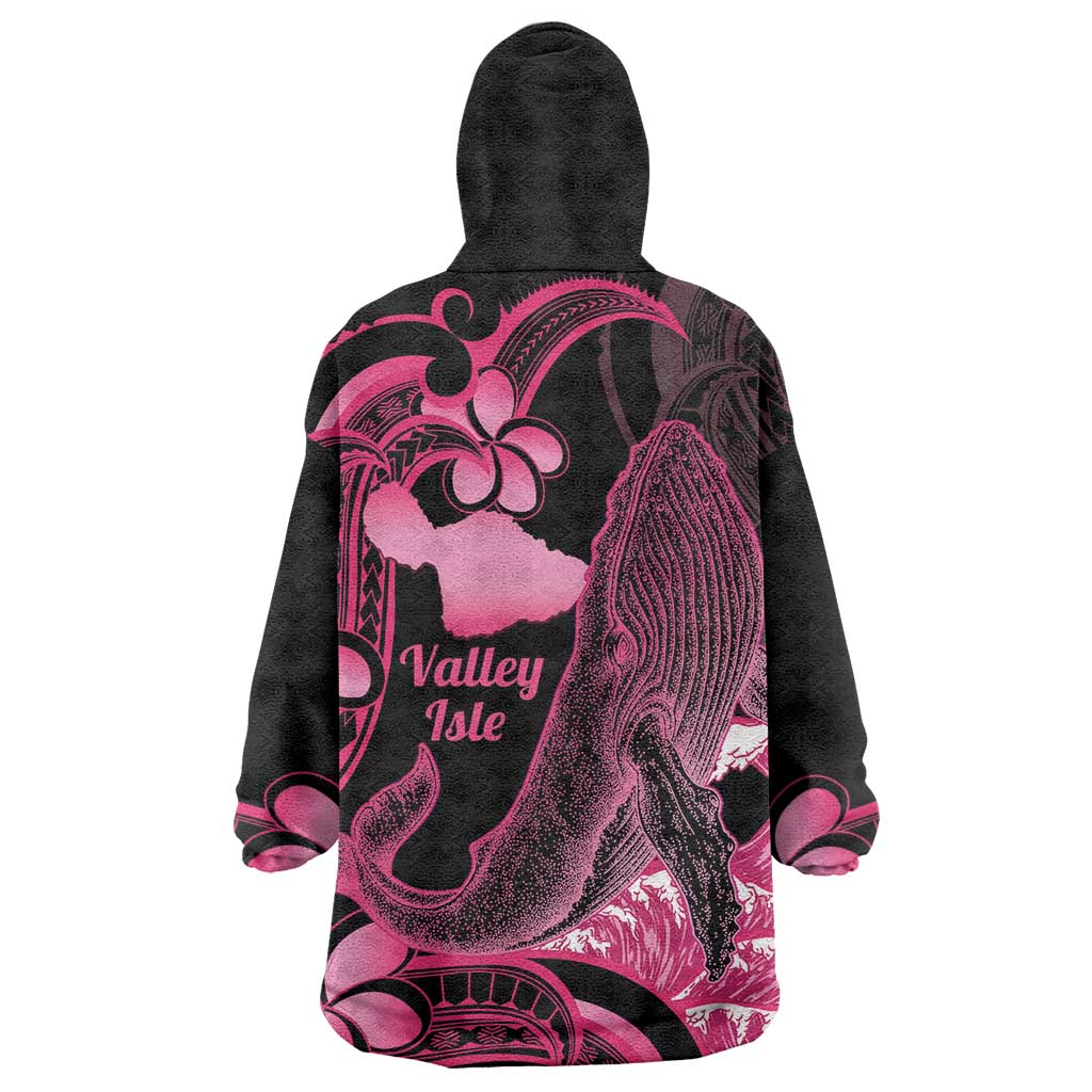 Aloha Hawaii Maui Wearable Blanket Hoodie Valley Isle Humpback Whale Black LT14 - Polynesian Pride