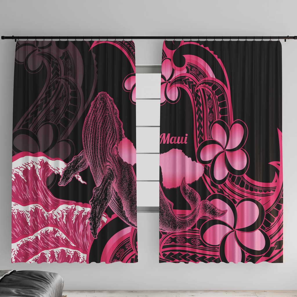 Aloha Hawaii Maui Window Curtain Valley Isle Humpback Whale Black LT14 With Hooks Black - Polynesian Pride