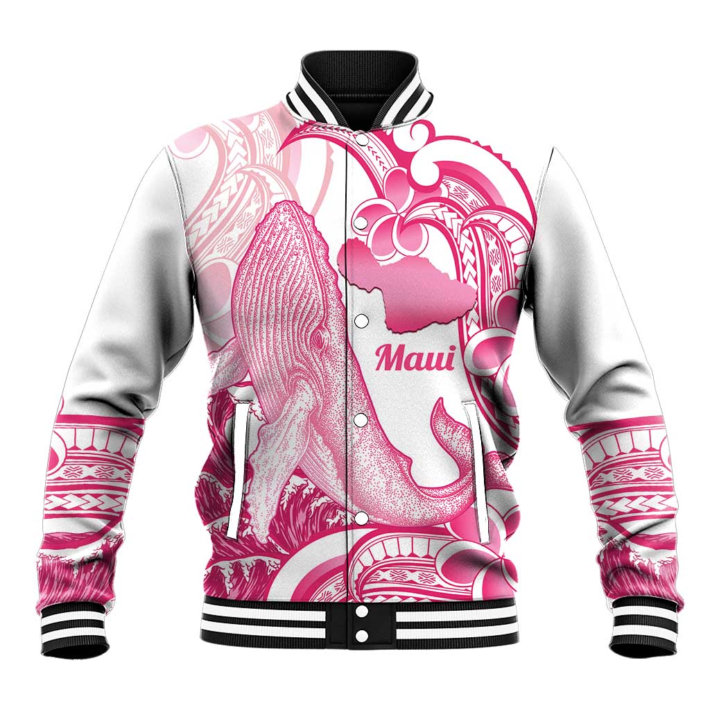 Aloha Hawaii Maui Baseball Jacket Valley Isle Humpback Whale White LT14 Unisex White - Polynesian Pride