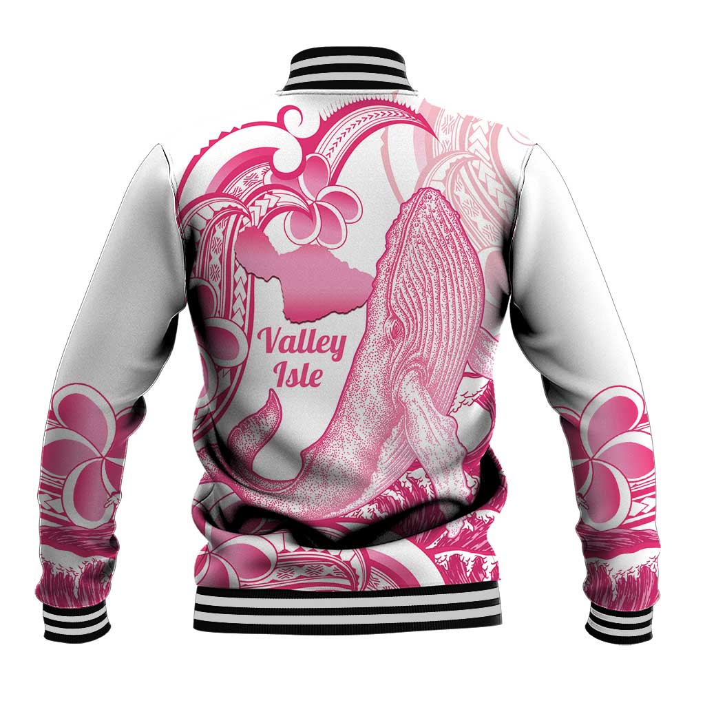 Aloha Hawaii Maui Baseball Jacket Valley Isle Humpback Whale White LT14 - Polynesian Pride
