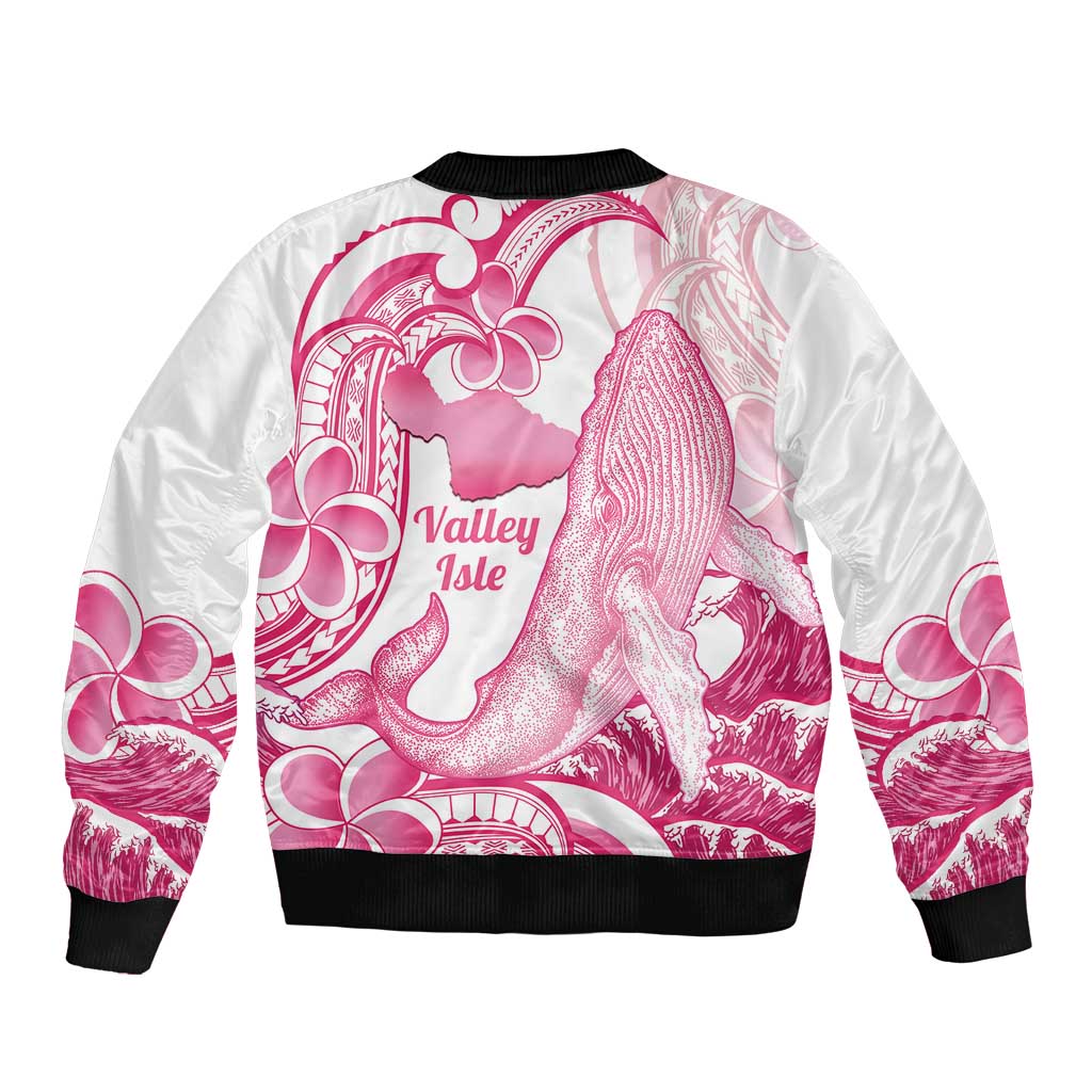 Aloha Hawaii Maui Bomber Jacket Valley Isle Humpback Whale White