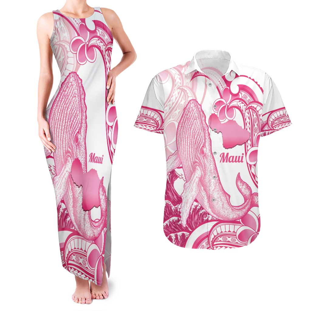 Aloha Hawaii Maui Couples Matching Tank Maxi Dress and Hawaiian Shirt Valley Isle Humpback Whale White LT14 White - Polynesian Pride