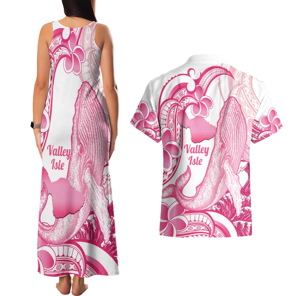 Aloha Hawaii Maui Couples Matching Tank Maxi Dress and Hawaiian Shirt Valley Isle Humpback Whale White LT14 - Polynesian Pride