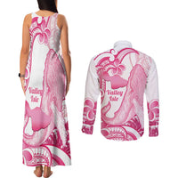 Aloha Hawaii Maui Couples Matching Tank Maxi Dress and Long Sleeve Button Shirt Valley Isle Humpback Whale White LT14 - Polynesian Pride