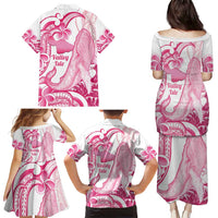 Aloha Hawaii Maui Family Matching Puletasi and Hawaiian Shirt Valley Isle Humpback Whale White