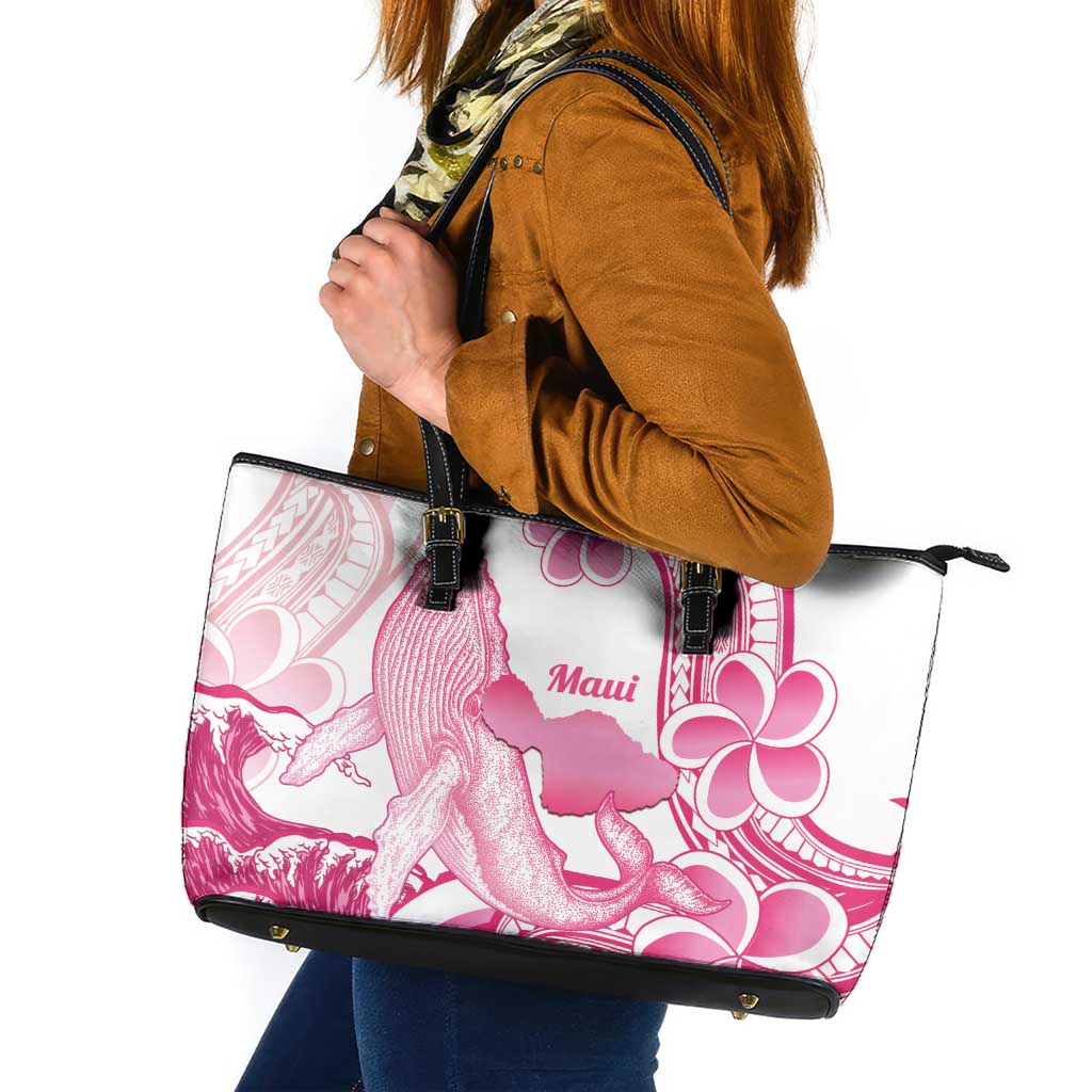 Aloha Hawaii Maui Leather Tote Bag Valley Isle Humpback Whale White LT14 White - Polynesian Pride