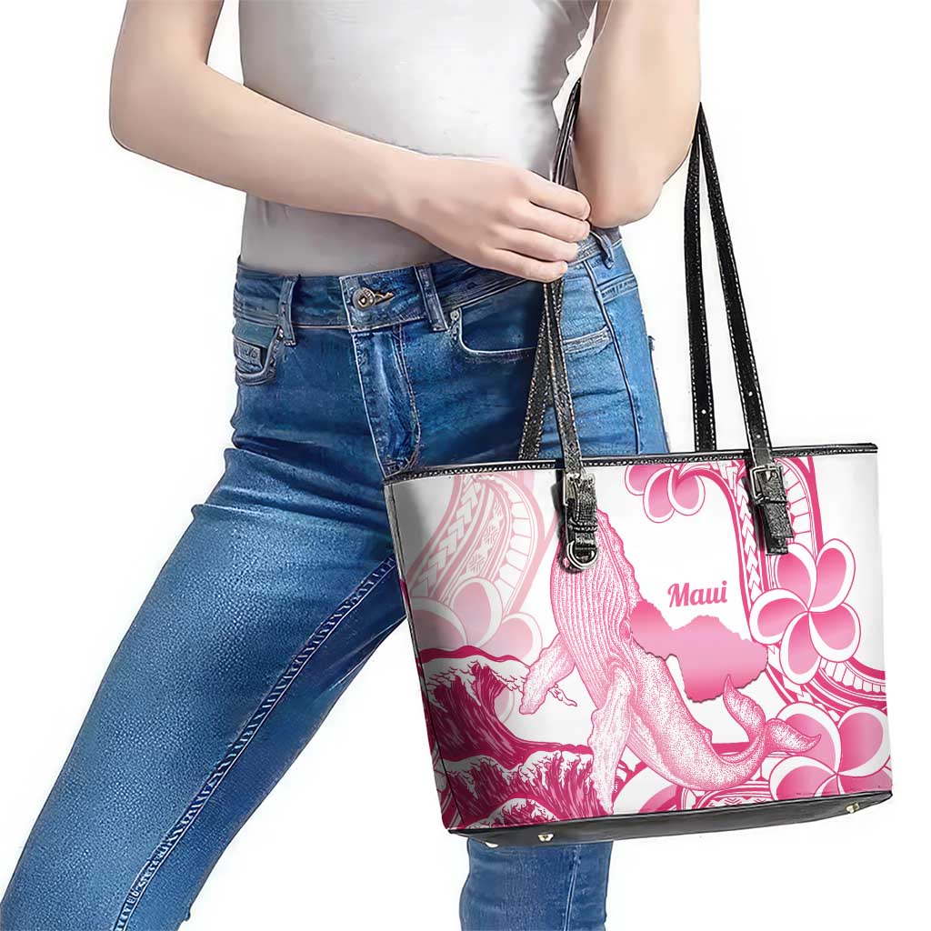 Aloha Hawaii Maui Leather Tote Bag Valley Isle Humpback Whale White LT14 - Polynesian Pride