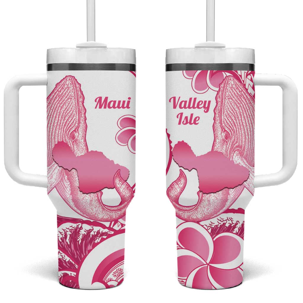 Aloha Hawaii Maui Tumbler With Handle Valley Isle Humpback Whale White LT14 One Size: 40 oz White - Polynesian Pride