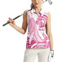 Aloha Hawaii Maui Women Sleeveless Polo Shirt Valley Isle Humpback Whale White