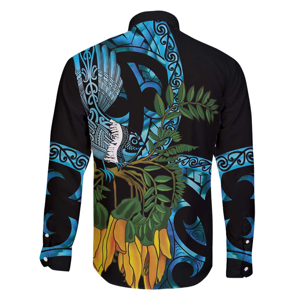 Turquoise New Zealand Kowhai And Piwakawaka Family Matching Mermaid Dress and Hawaiian Shirt Maori Ngaru Paua Shell