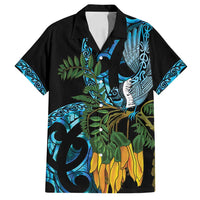 Turquoise New Zealand Kowhai And Piwakawaka Family Matching Summer Maxi Dress and Hawaiian Shirt Maori Ngaru Paua Shell