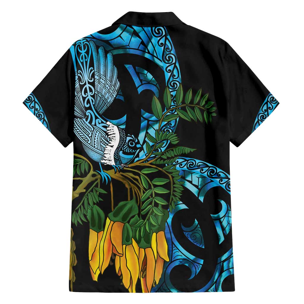 Turquoise New Zealand Kowhai And Piwakawaka Family Matching Summer Maxi Dress and Hawaiian Shirt Maori Ngaru Paua Shell