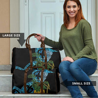 Turquoise New Zealand Kowhai And Piwakawaka Travel Bag Maori Ngaru Paua Shell - Polynesian Pride