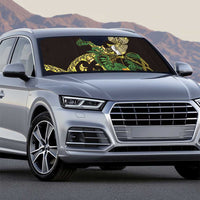 Yellow New Zealand Kowhai And Piwakawaka Auto Sun Shade Maori Ngaru Paua Shell - Polynesian Pride