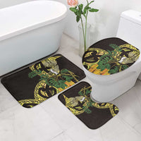 Yellow New Zealand Kowhai And Piwakawaka Bathroom Set Maori Ngaru Paua Shell - Polynesian Pride