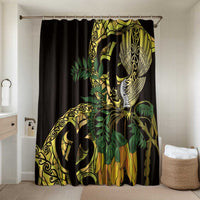 Yellow New Zealand Kowhai And Piwakawaka Bathroom Set Maori Ngaru Paua Shell - Polynesian Pride