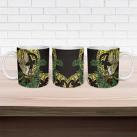 Yellow New Zealand Kowhai And Piwakawaka Ceramic Mug Maori Ngaru Paua Shell - Polynesian Pride