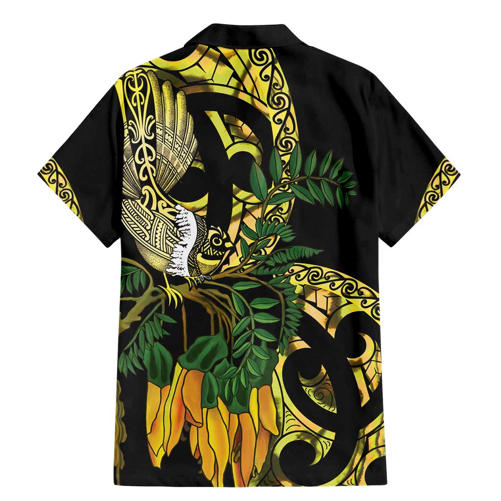 Yellow New Zealand Kowhai And Piwakawaka Family Matching Mermaid Dress and Hawaiian Shirt Maori Ngaru Paua Shell